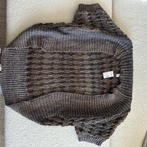 Dressbarn Brown Sparkle Popcorn Knit Short Sleeve Open Shrug Womens S